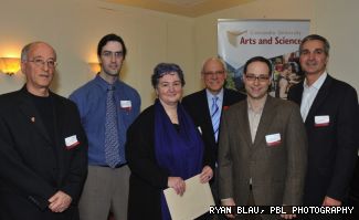 Left to right: Arts and Science Dean Brian Lewis with winning professors Damon Matthews, Rosemary Reilly, Calvin Kalman, Patrick Leroux and Michel Dugas.